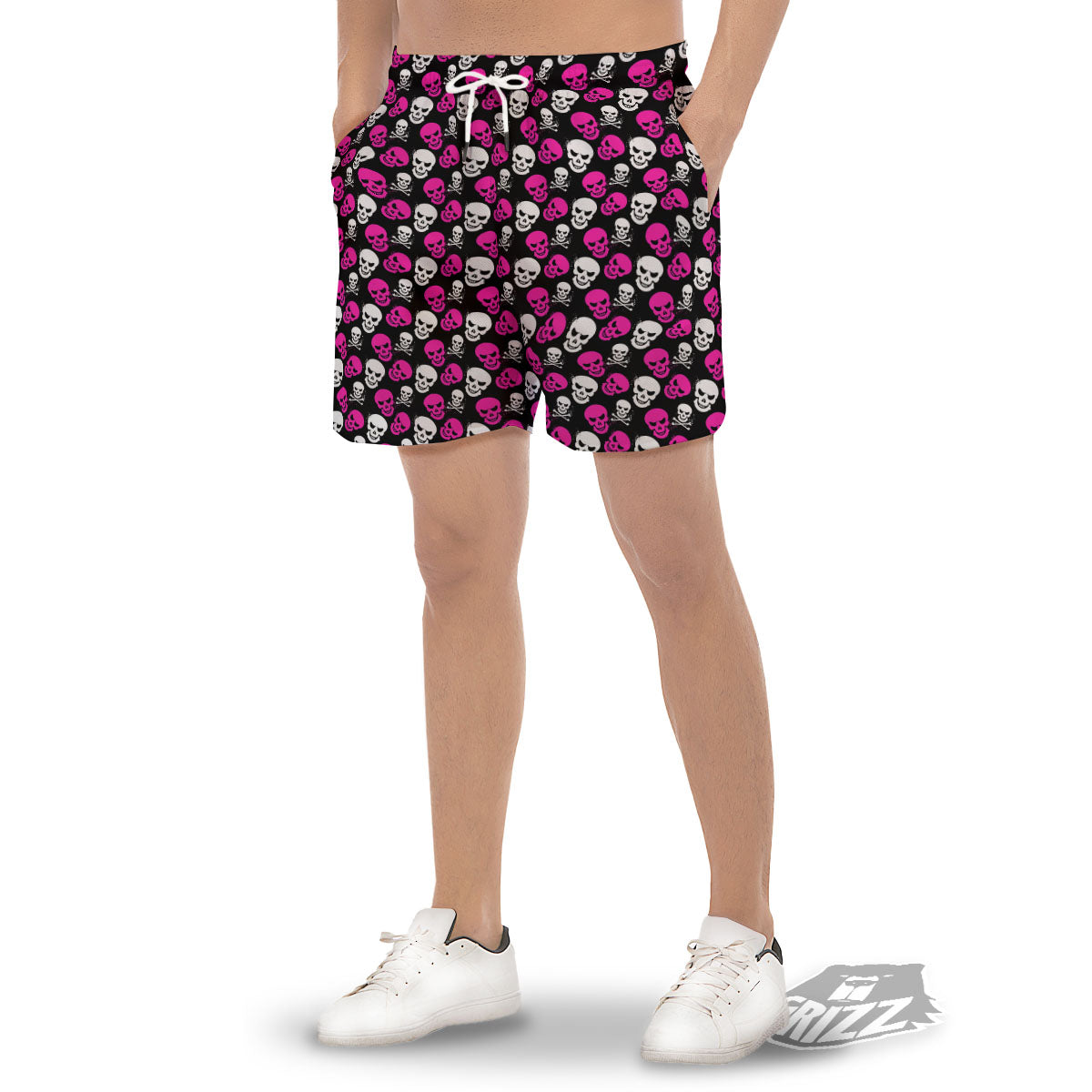 Skull Girly Emo Print Pattern Men's Gym Shorts-grizzshop