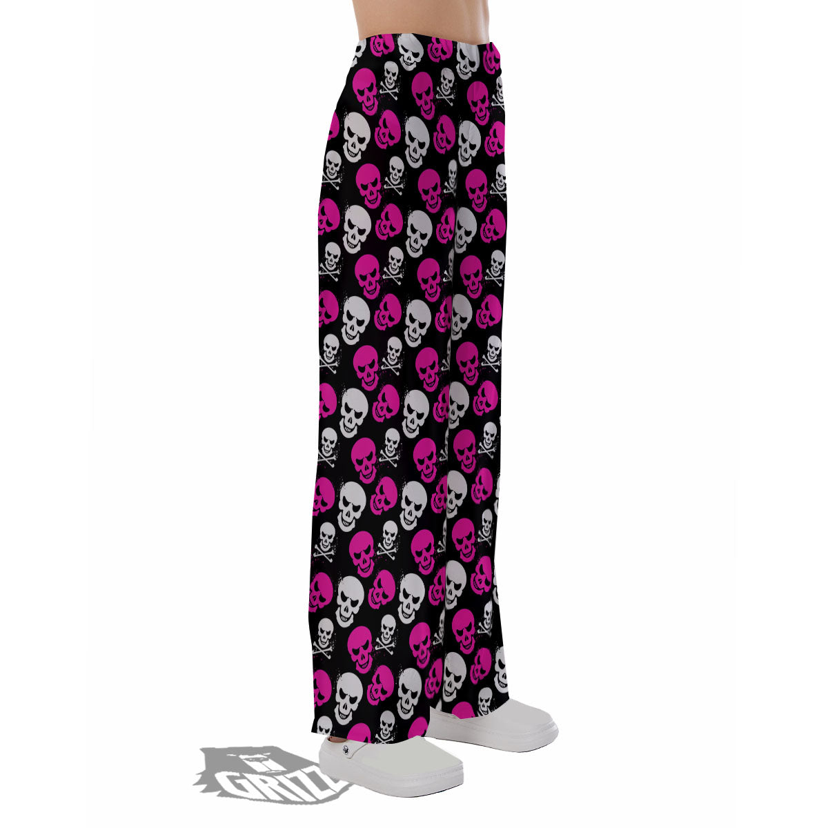 Skull Girly Emo Print Pattern Pajama Pants-grizzshop