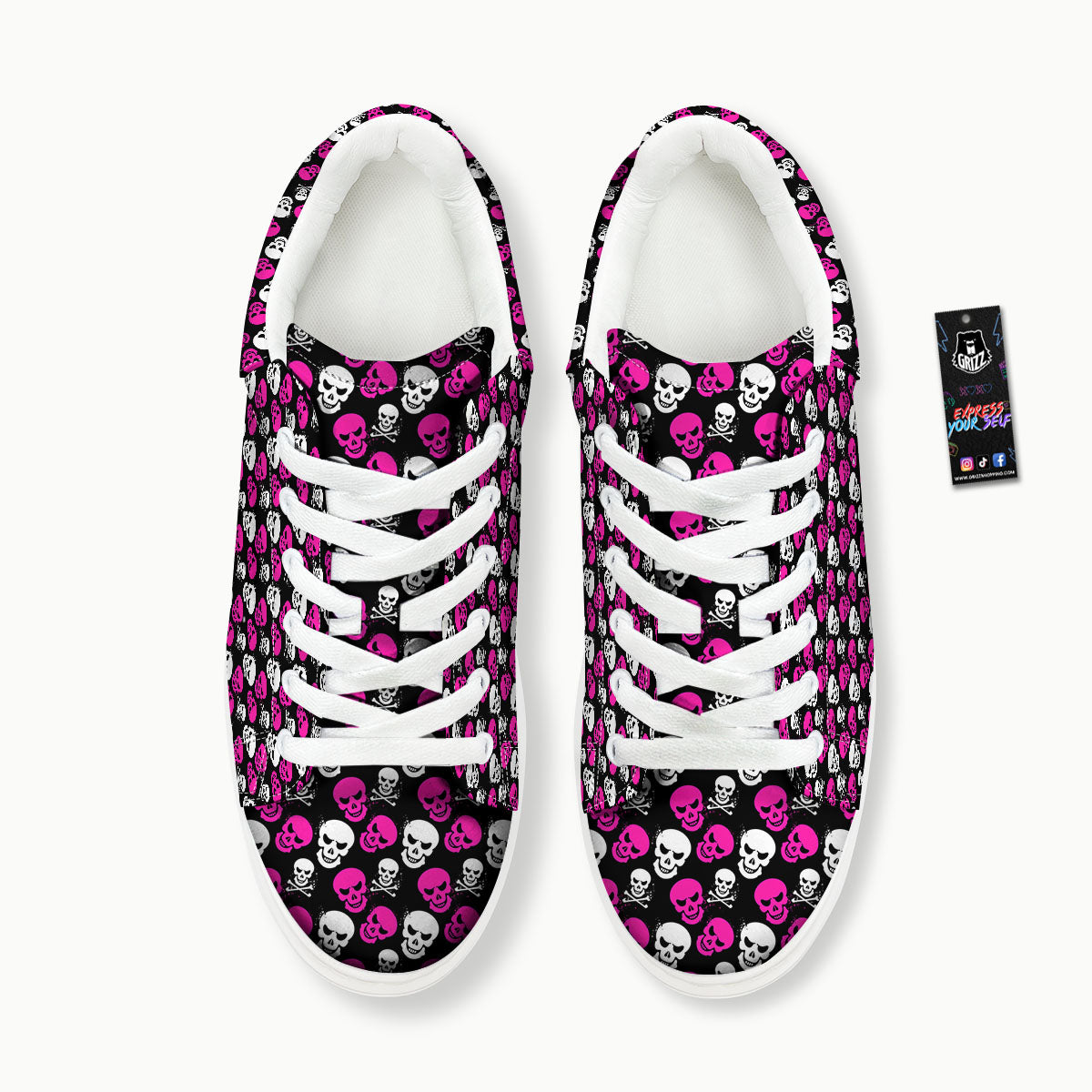 Skull Girly Emo Print Pattern Platform Shoes-grizzshop