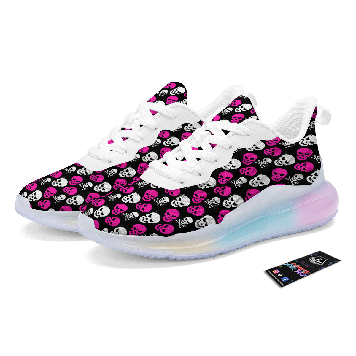 Skull Girly Emo Print Pattern Running Sneakers-grizzshop