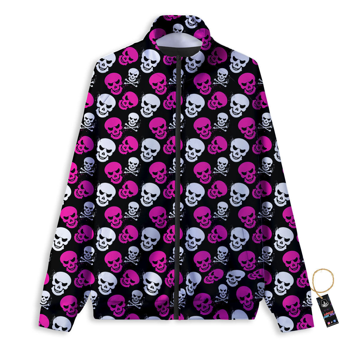 Skull Girly Emo Print Pattern Track Jacket-grizzshop