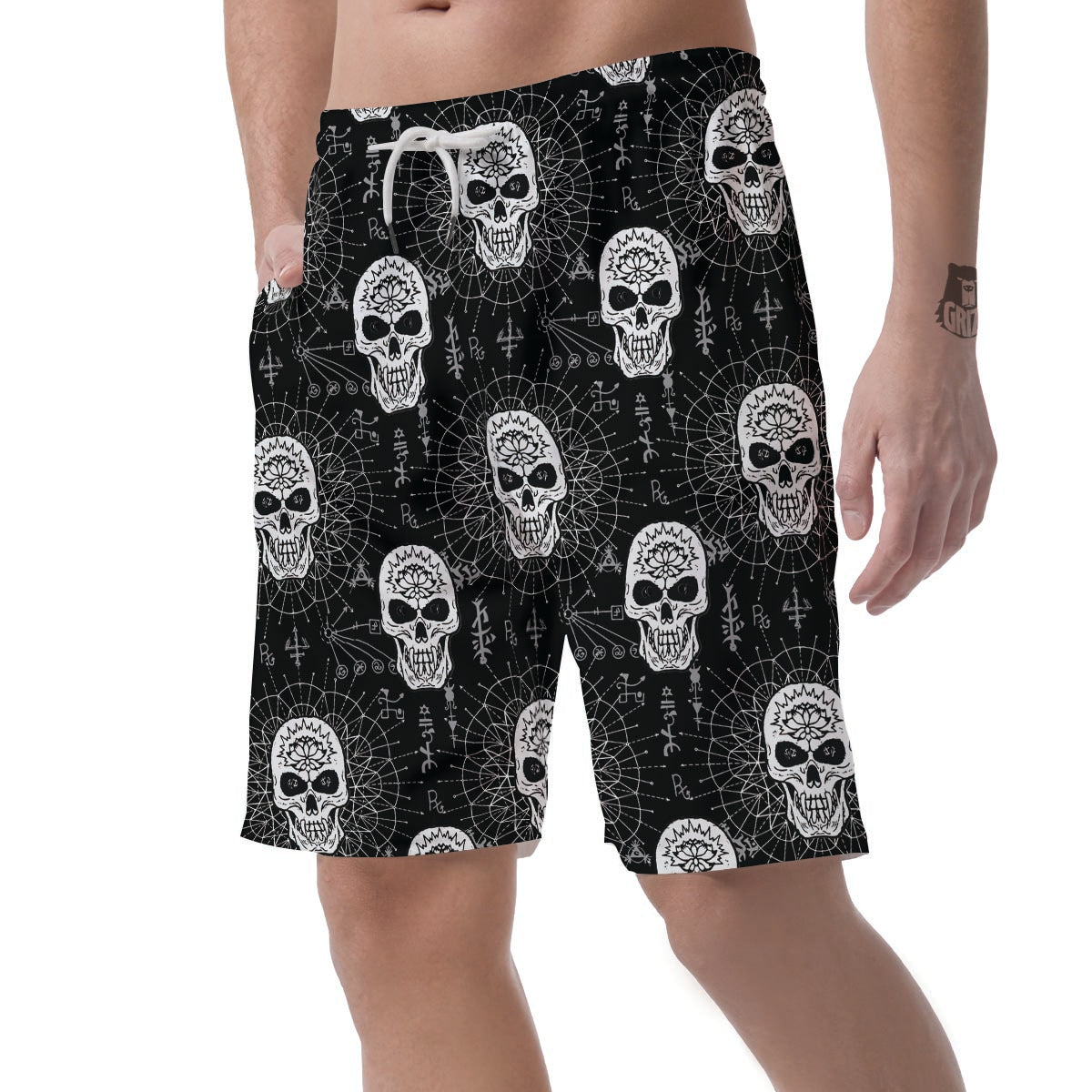 Skull Gothic Witch Men's Shorts-grizzshop