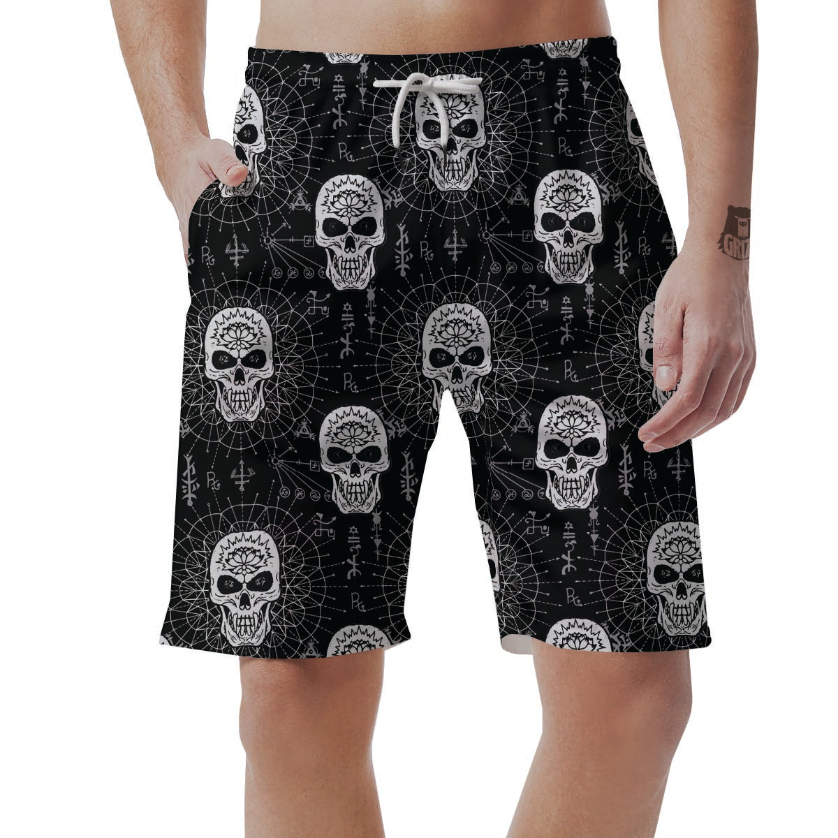 Skull Gothic Witch Men's Shorts-grizzshop