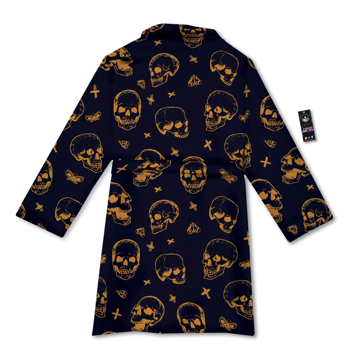Skull Halloween Print Pattern Bathrobe-grizzshop