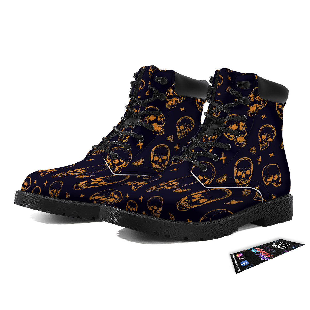Skull Halloween Print Pattern Boots-grizzshop