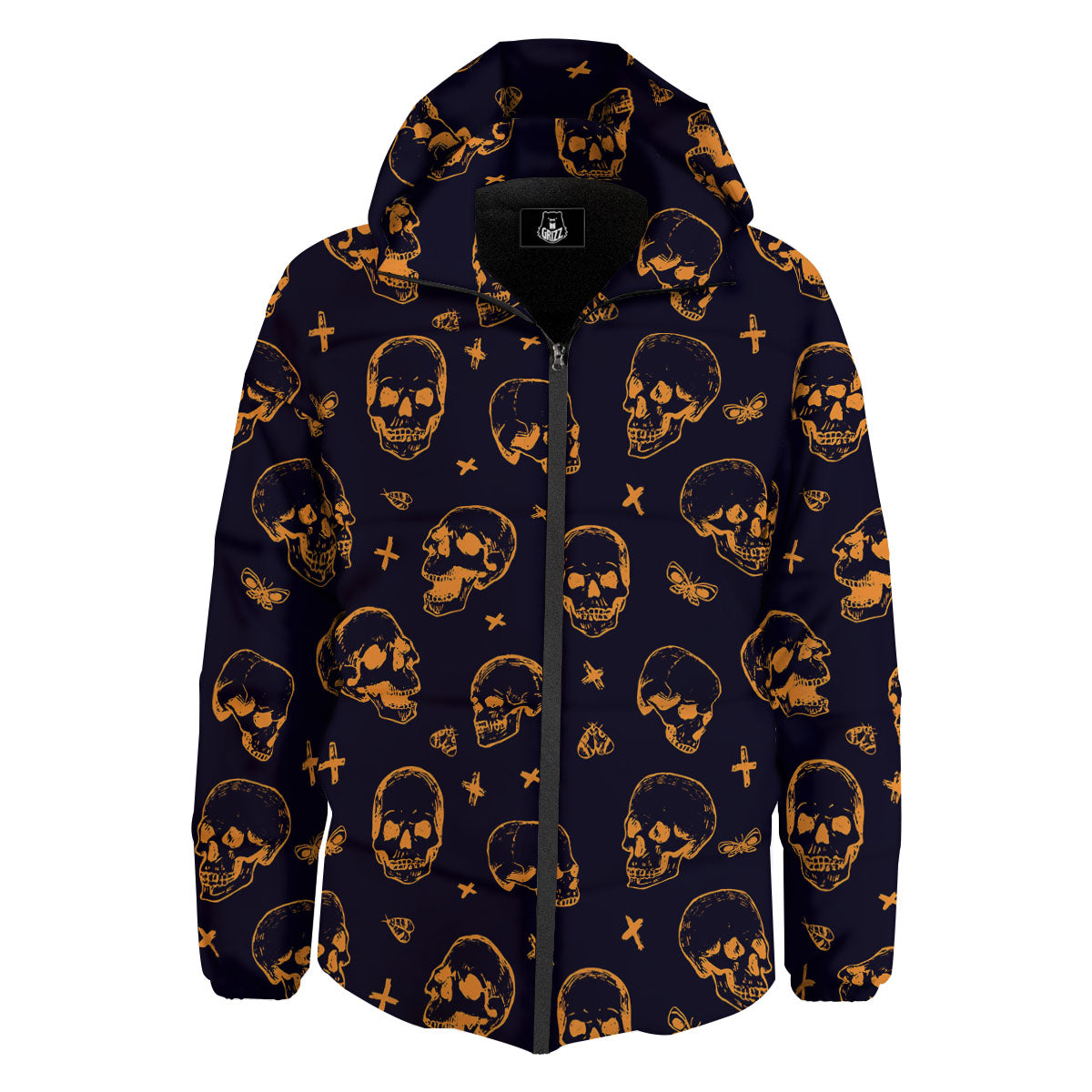 Skull Halloween Print Pattern Down Jacket-grizzshop