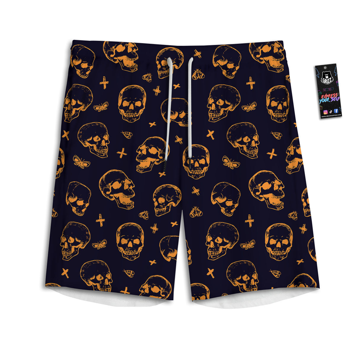 Skull Halloween Print Pattern Men's Athletic Shorts