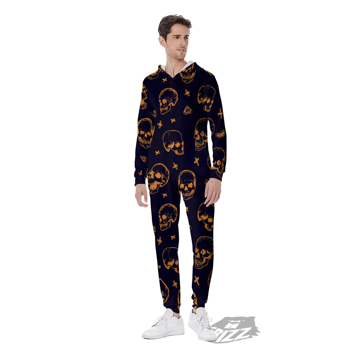 Skull Halloween Print Pattern Men's Jumpsuit-grizzshop