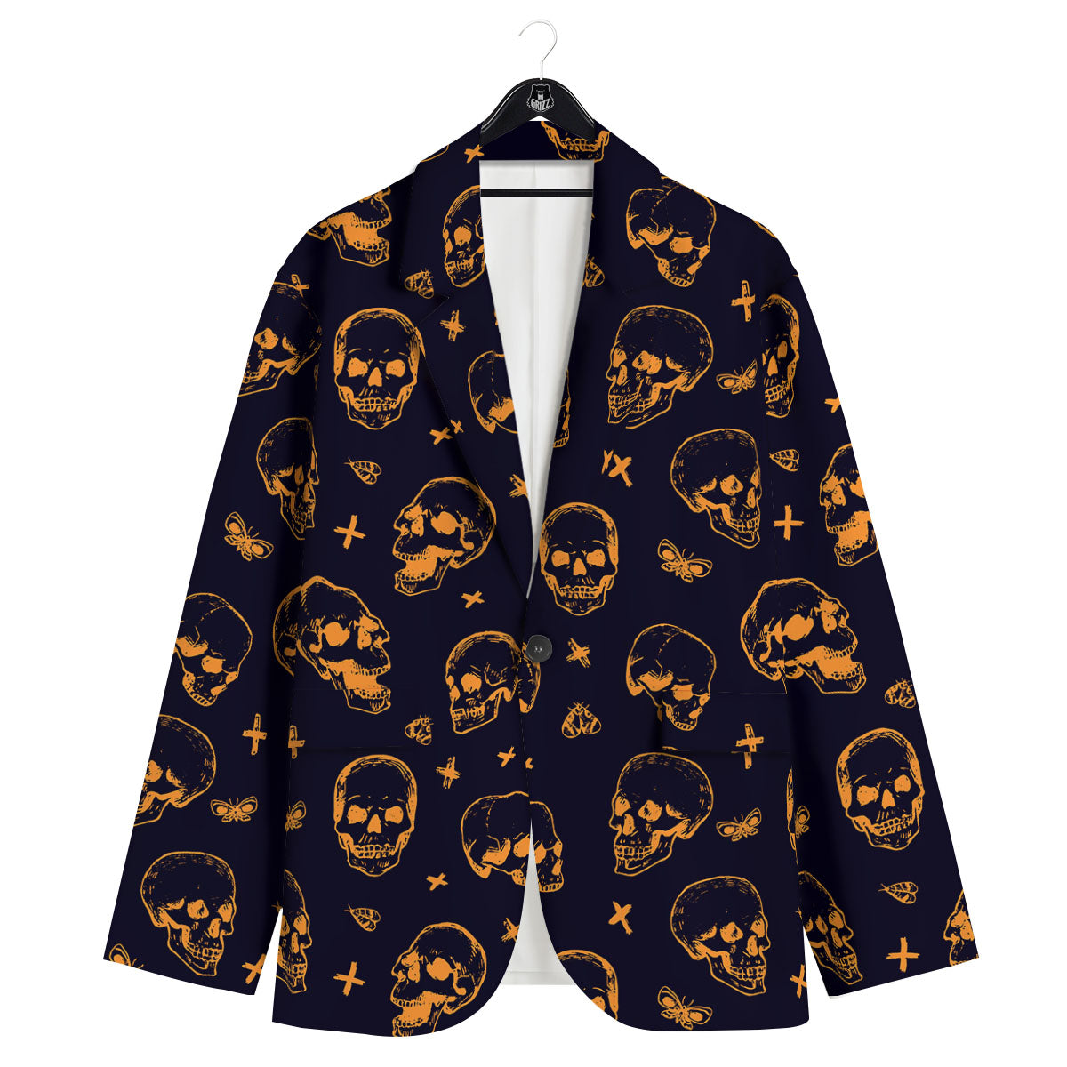 Skull Halloween Print Pattern Men's Sport Coat-grizzshop
