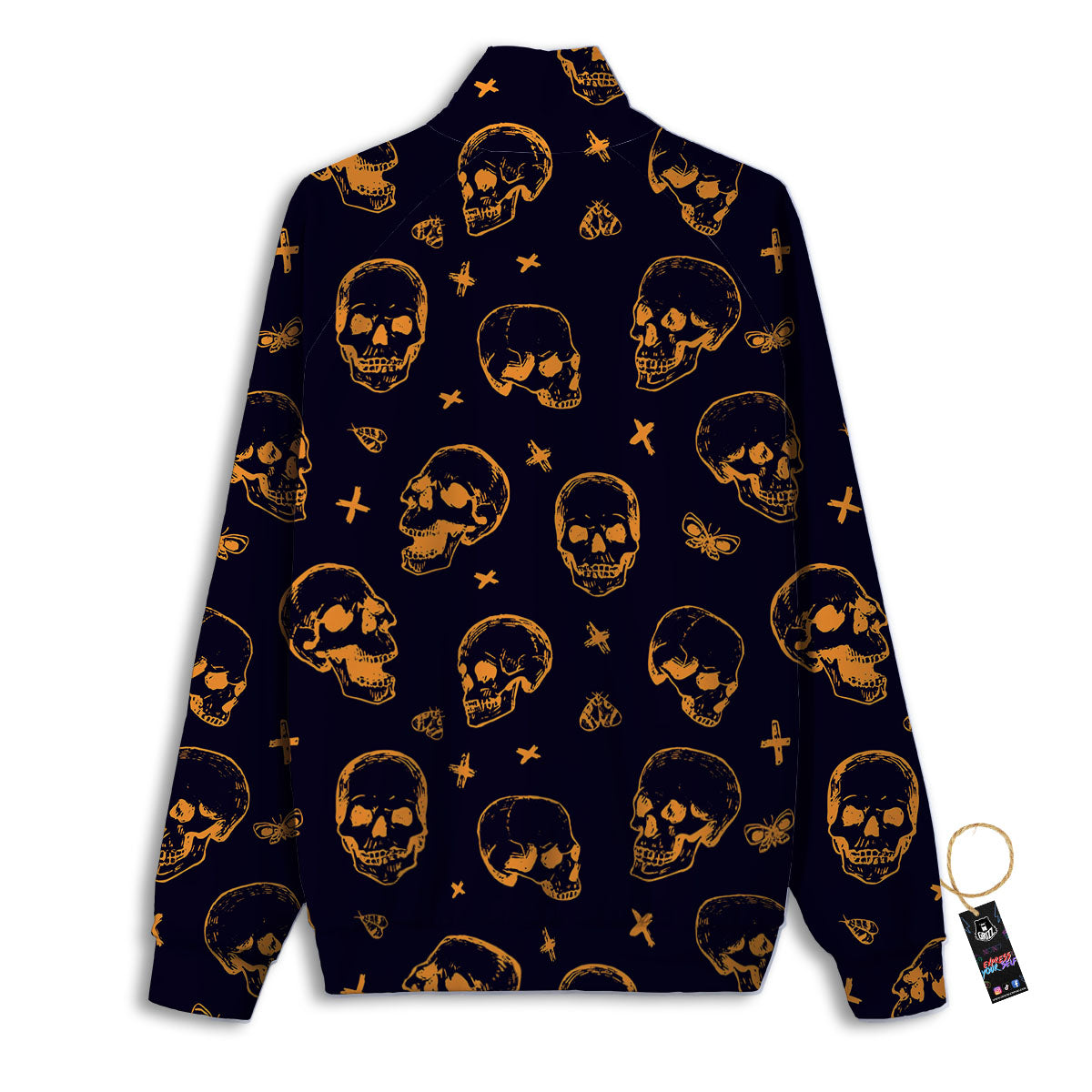 Skull Halloween Print Pattern Track Jacket-grizzshop