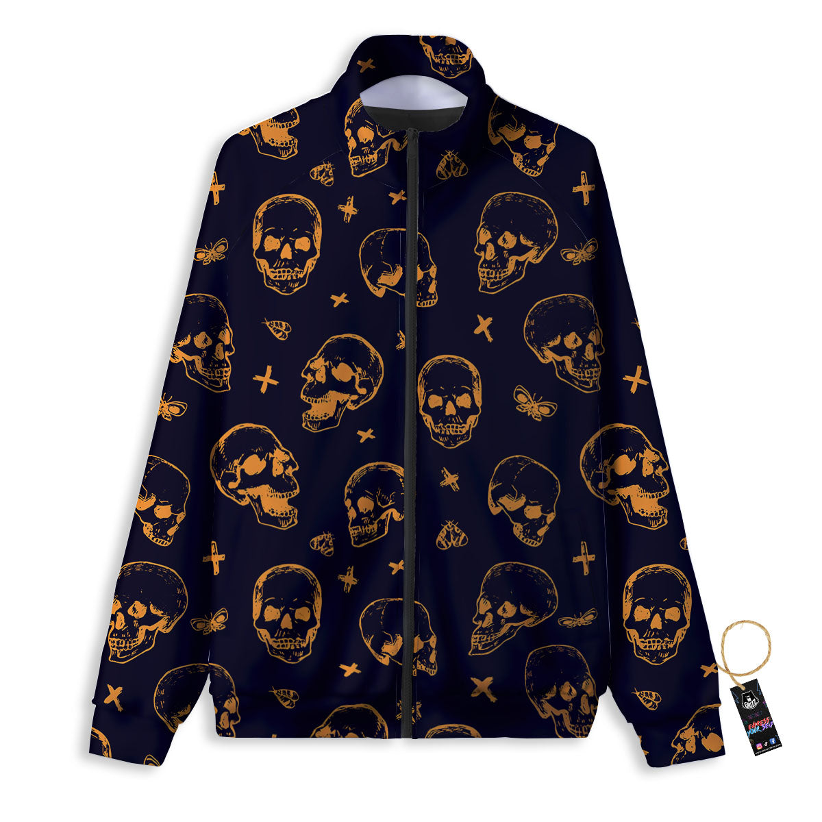Skull Halloween Print Pattern Track Jacket-grizzshop