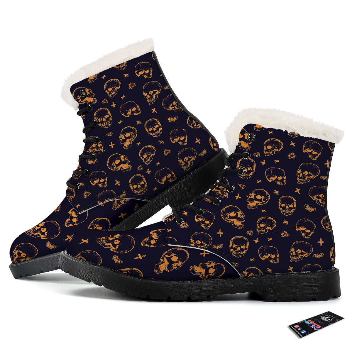 Skull Halloween Print Pattern Winter Boots-grizzshop
