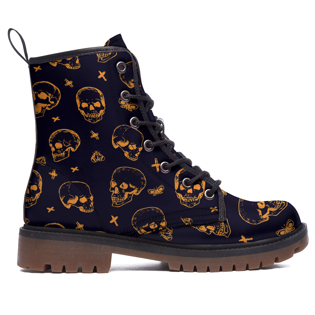 Skull Halloween Print Pattern Work Boots-grizzshop