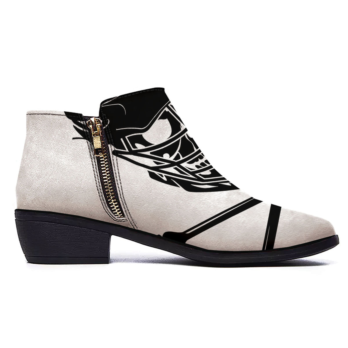 Skull Lacrosse Print Ankle Boots-grizzshop