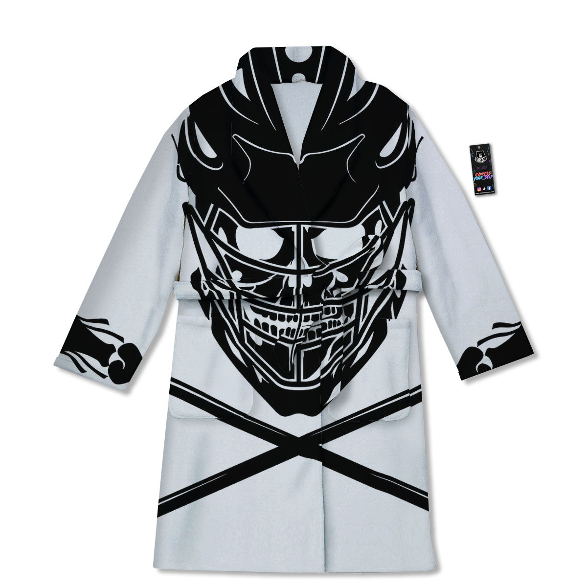 Skull Lacrosse Print Bathrobe-grizzshop