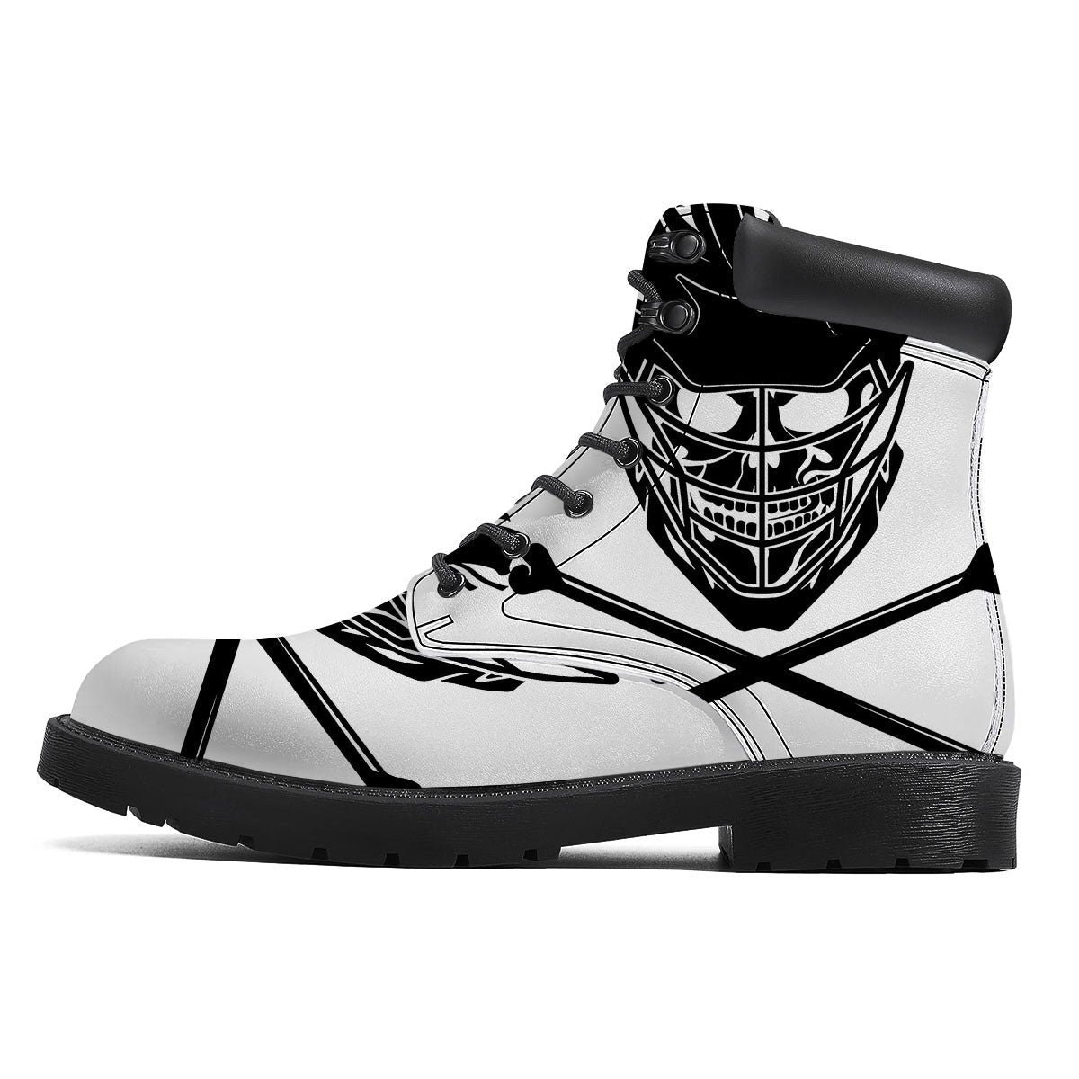 Skull Lacrosse Print Boots-grizzshop