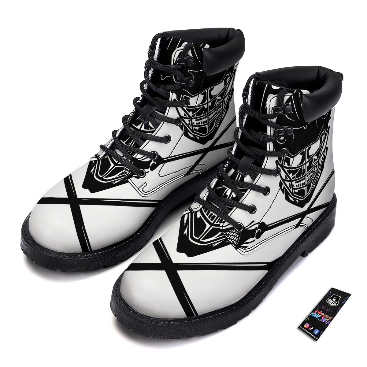 Skull Lacrosse Print Boots-grizzshop