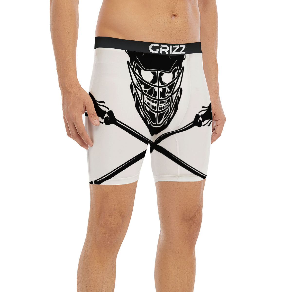 Skull Lacrosse Print Boxer Briefs-grizzshop
