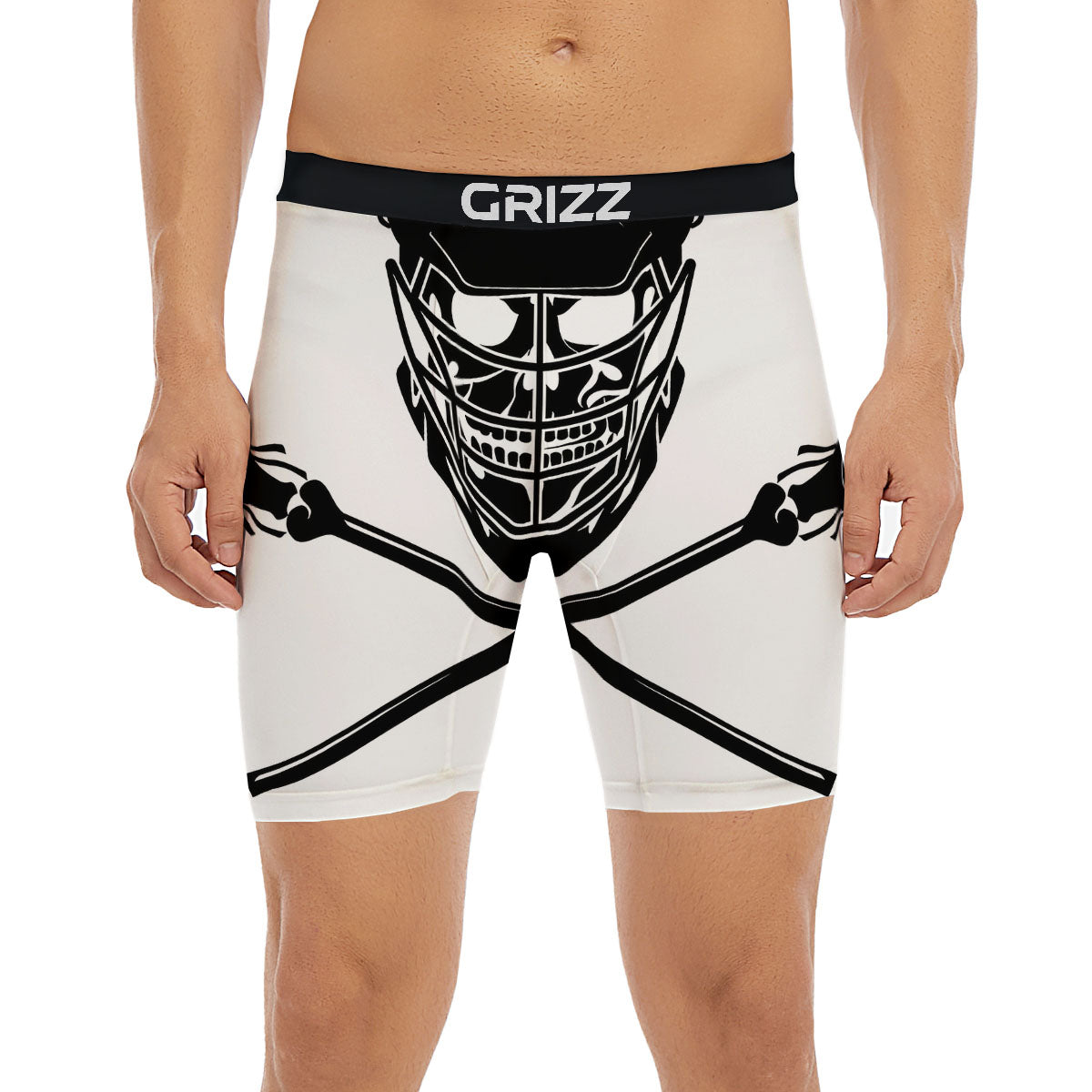 Skull Lacrosse Print Boxer Briefs-grizzshop