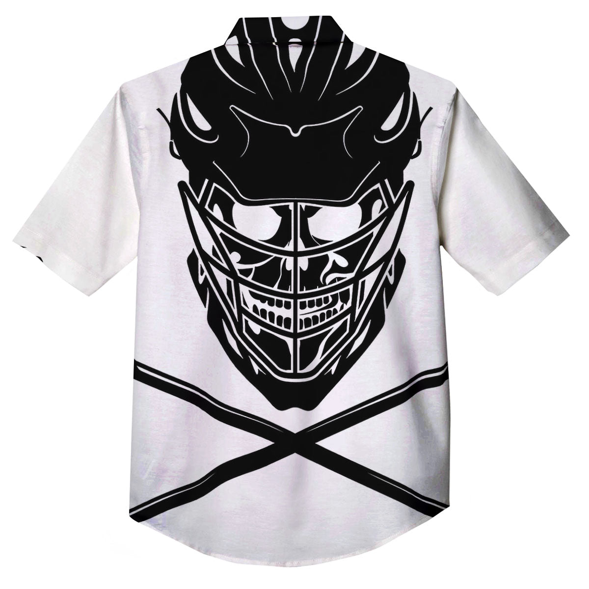 Skull Lacrosse Print Button Up Shirt-grizzshop