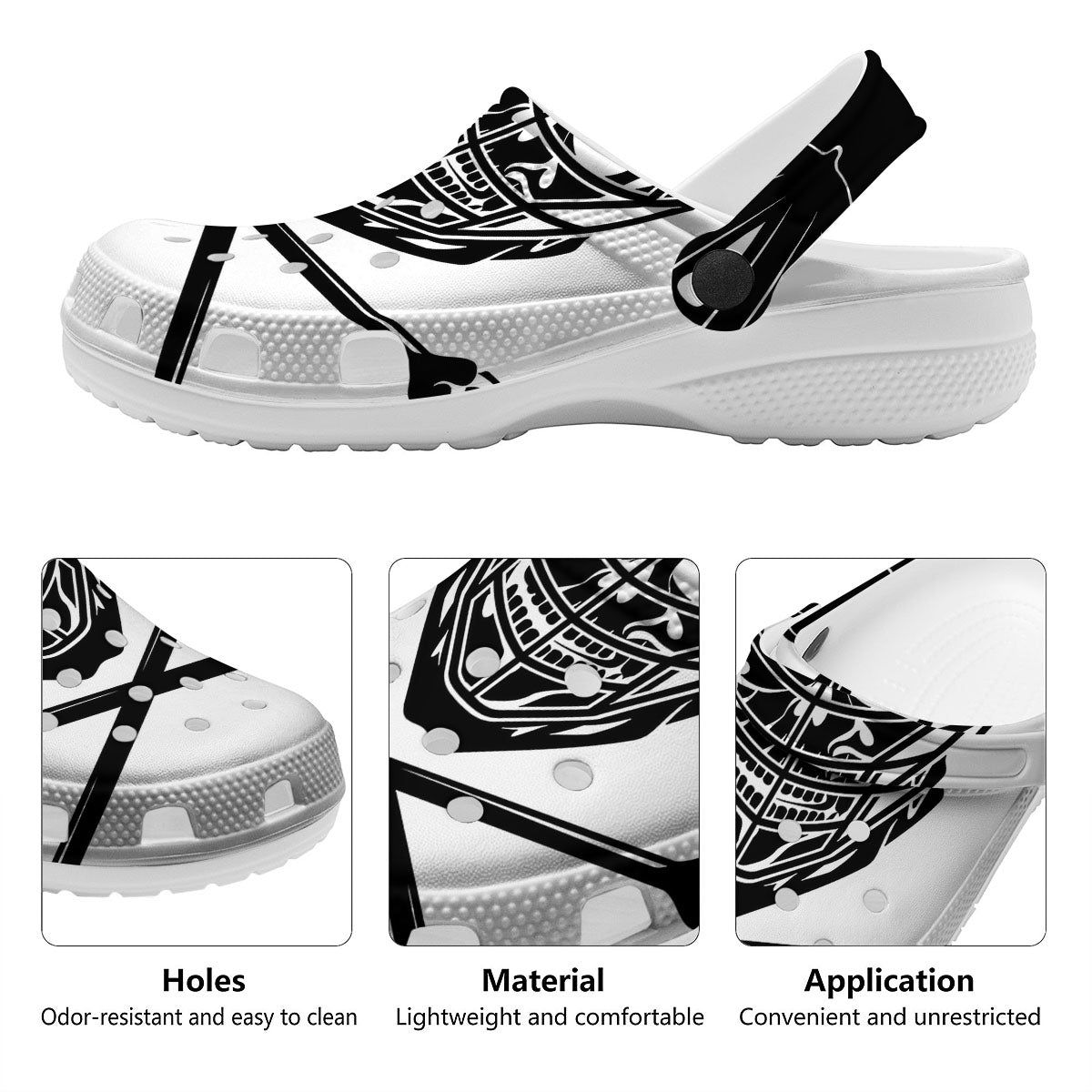 Skull Lacrosse Print Clog-grizzshop