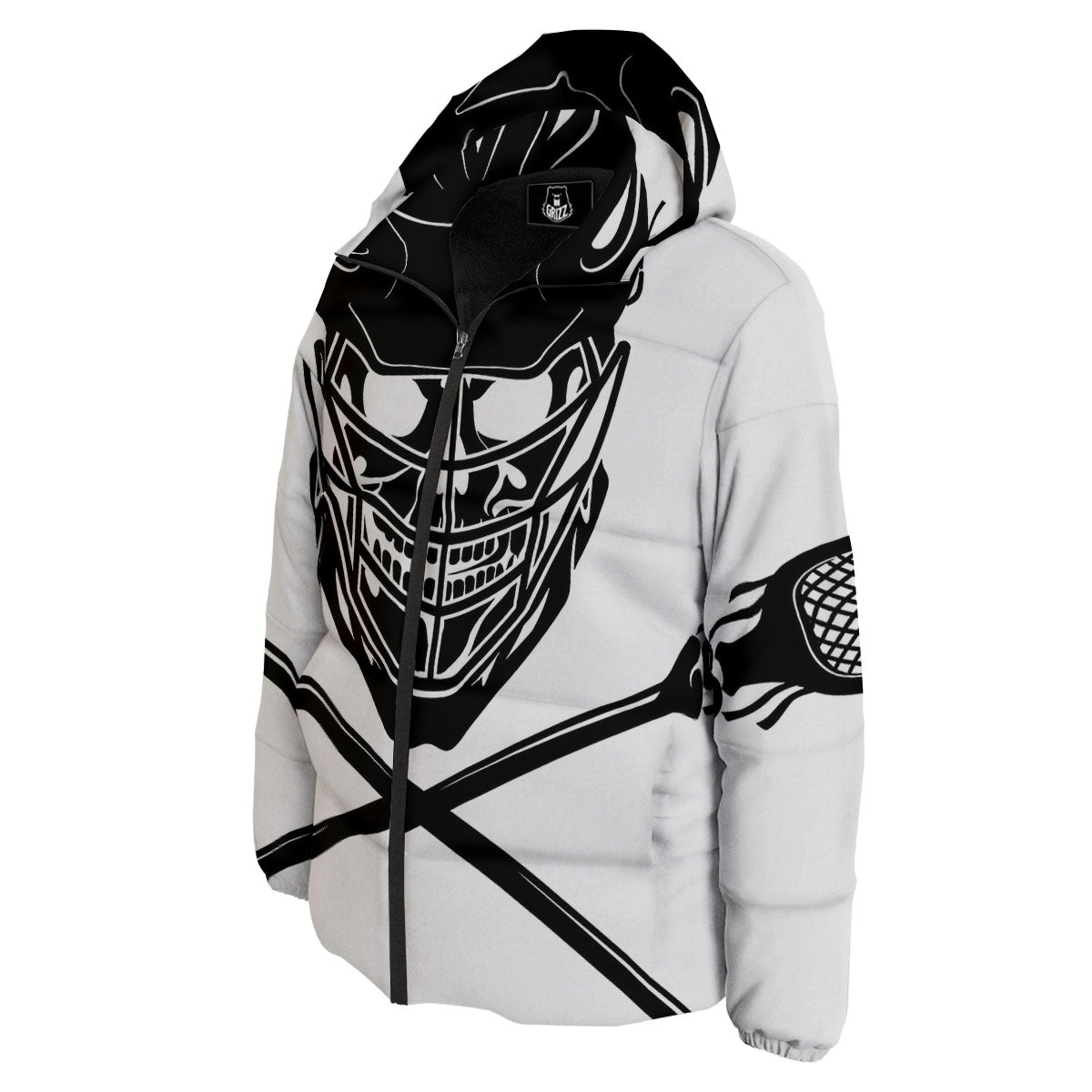 Skull Lacrosse Print Down Jacket-grizzshop