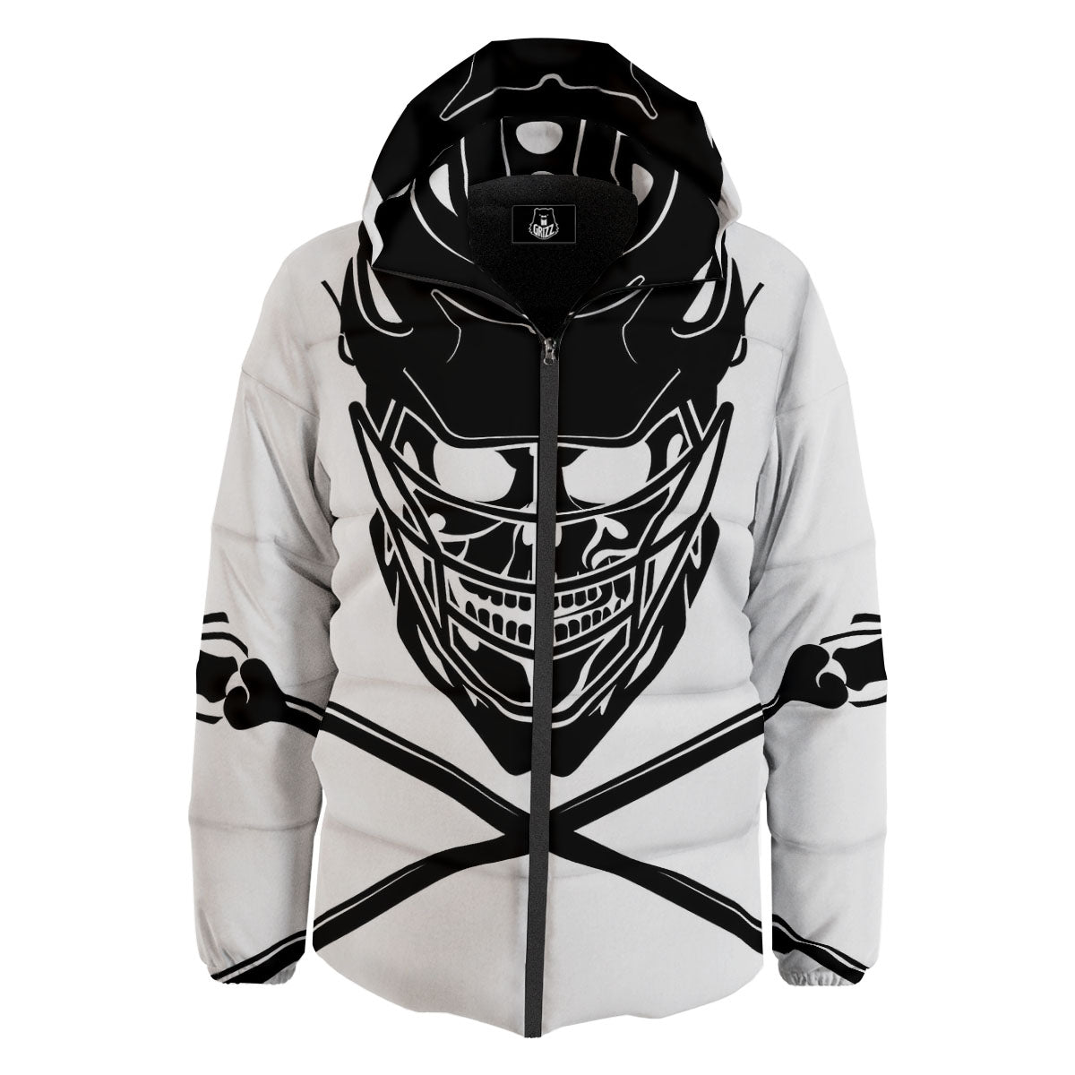Skull Lacrosse Print Down Jacket-grizzshop