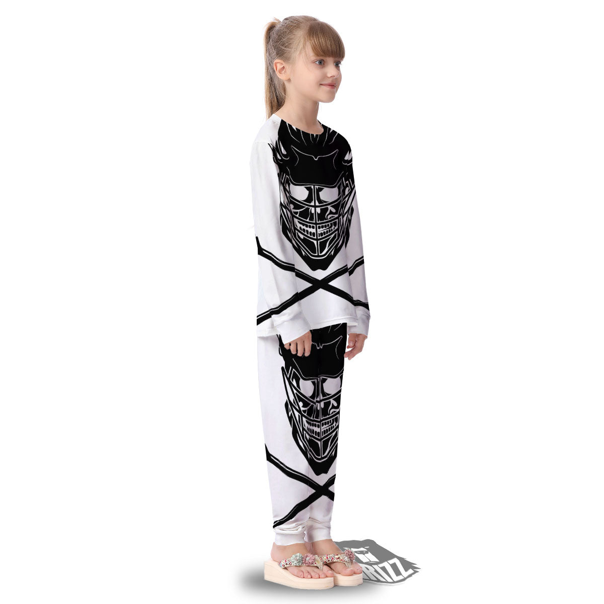 Skull Lacrosse Print Kid's Pajamas-grizzshop