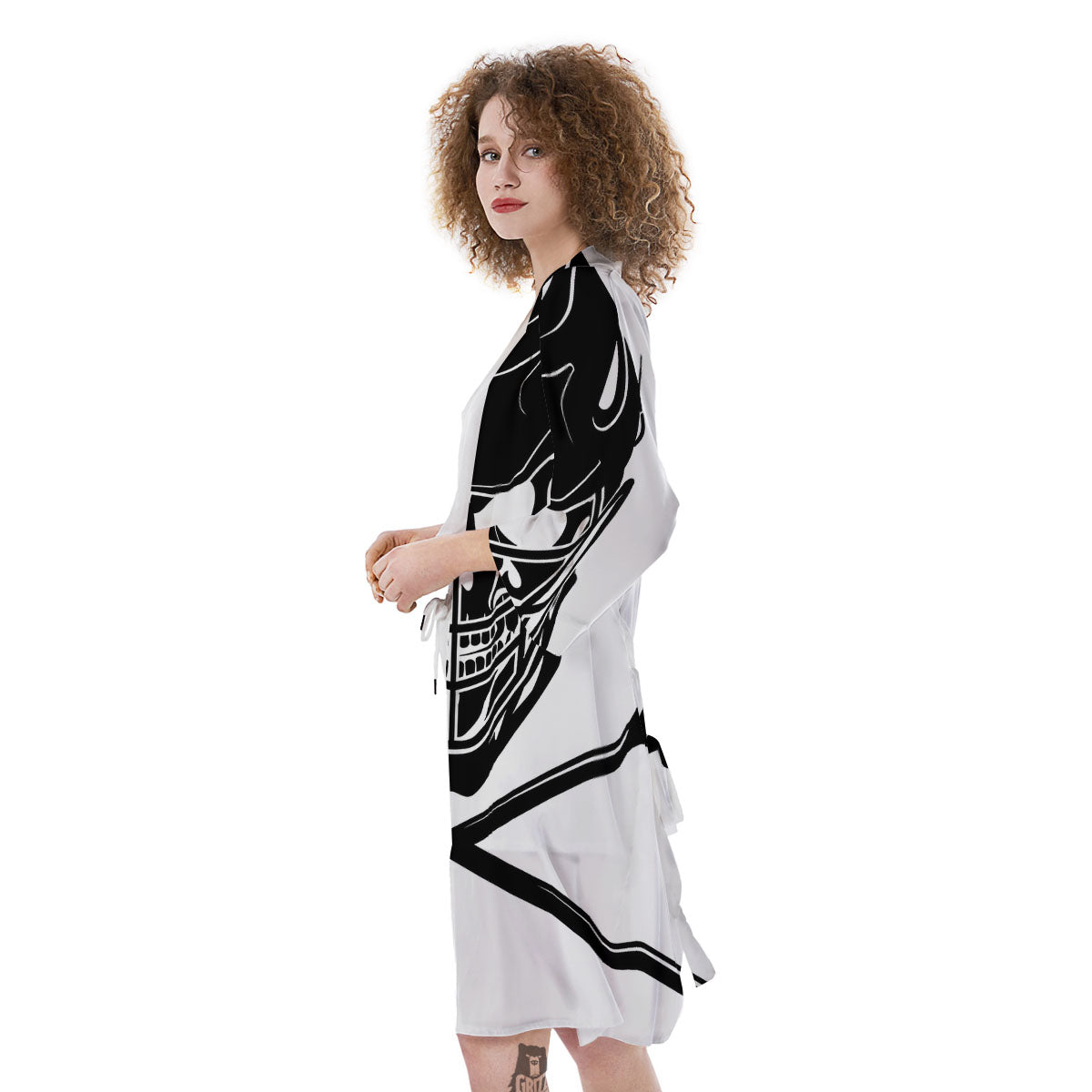 Skull Lacrosse Print Kimono-grizzshop