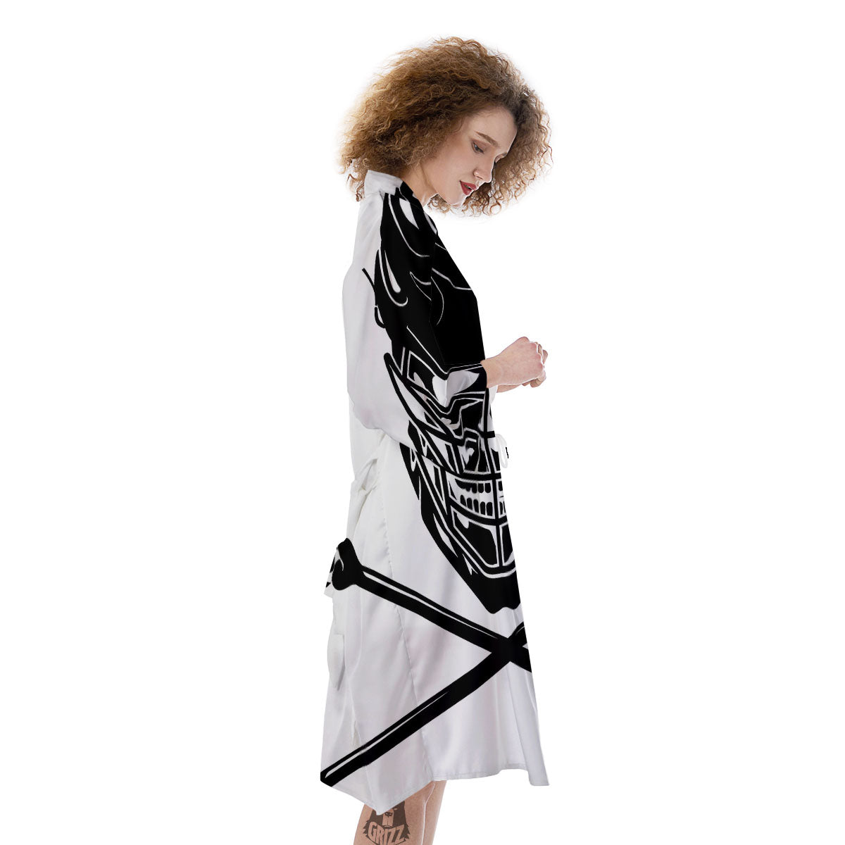 Skull Lacrosse Print Kimono-grizzshop
