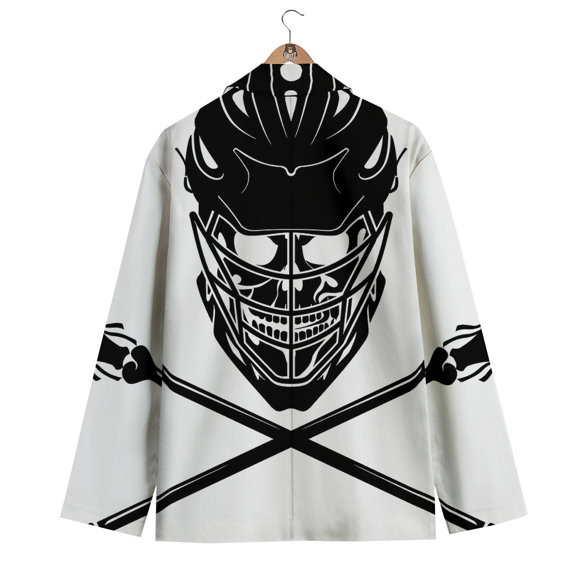 Skull Lacrosse Print Men's Blazer-grizzshop