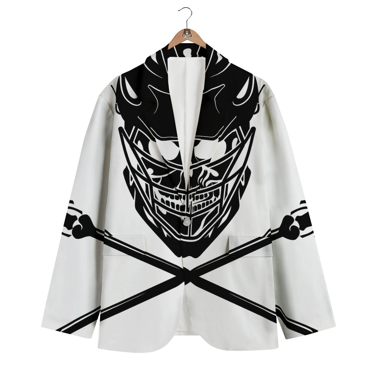 Skull Lacrosse Print Men's Blazer-grizzshop