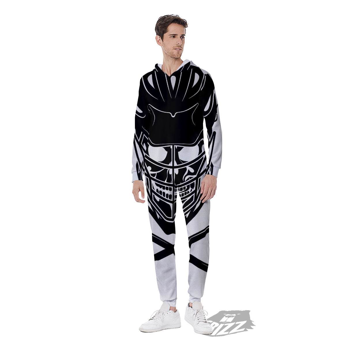 Skull Lacrosse Print Men's Jumpsuit-grizzshop