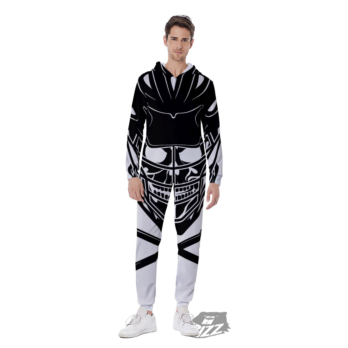 Skull Lacrosse Print Men's Jumpsuit-grizzshop