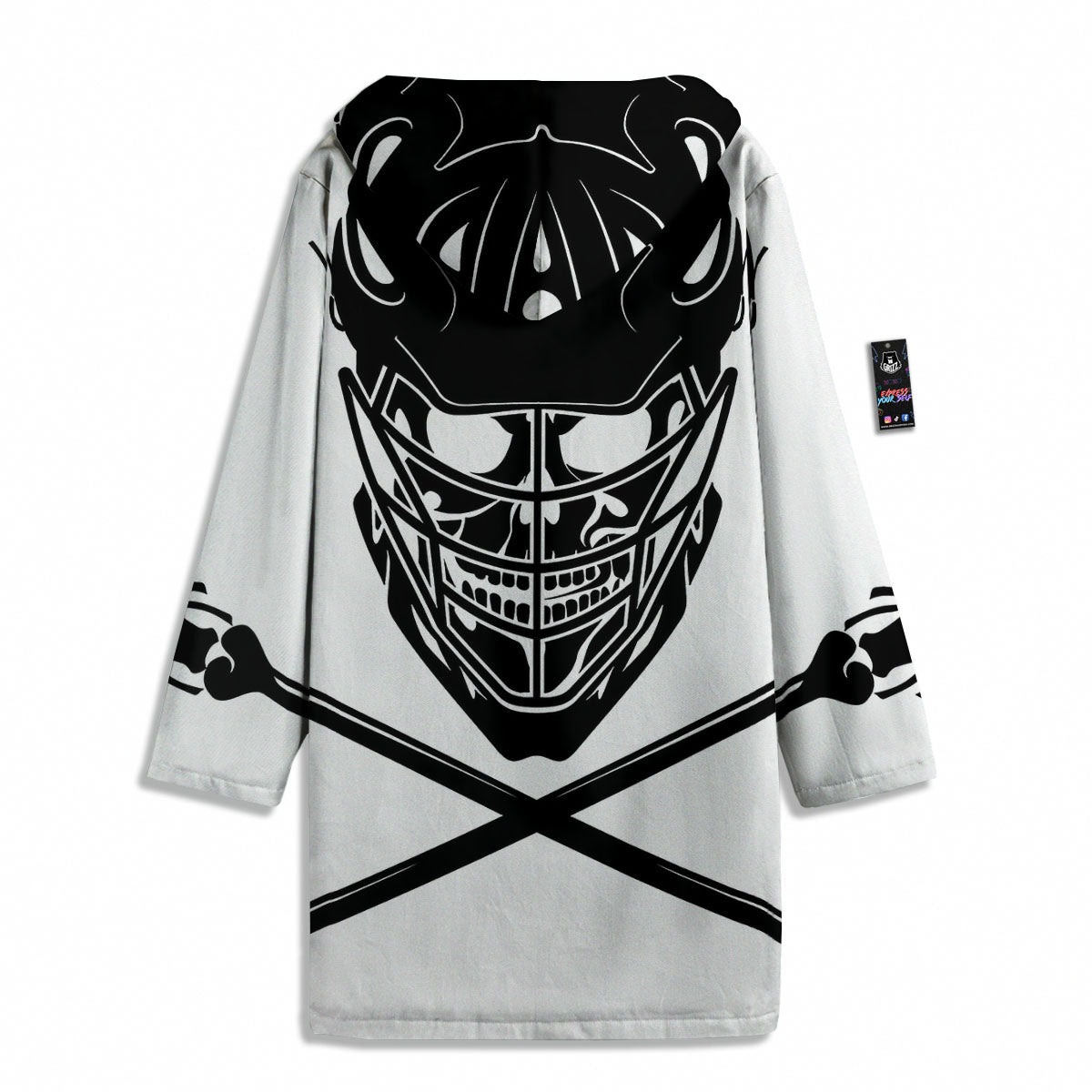 Skull Lacrosse Print Men's Windbreaker Jacket-grizzshop