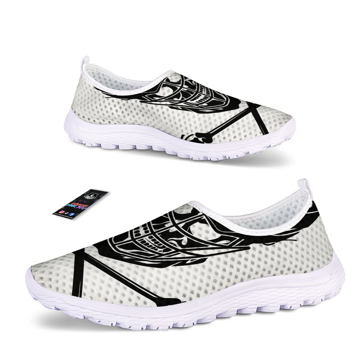 Skull Lacrosse Print Nurse Shoes-grizzshop