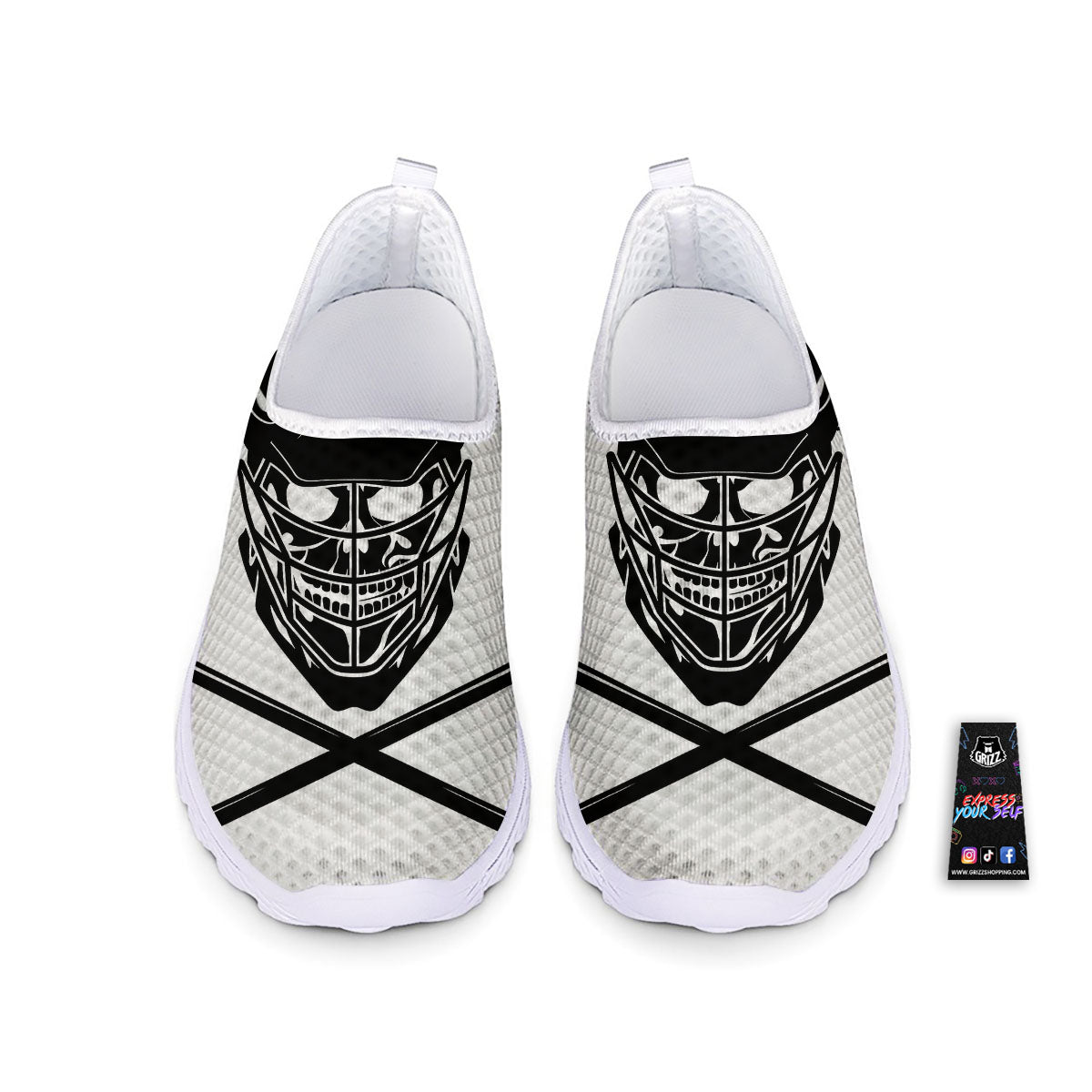 Skull Lacrosse Print Nurse Shoes-grizzshop