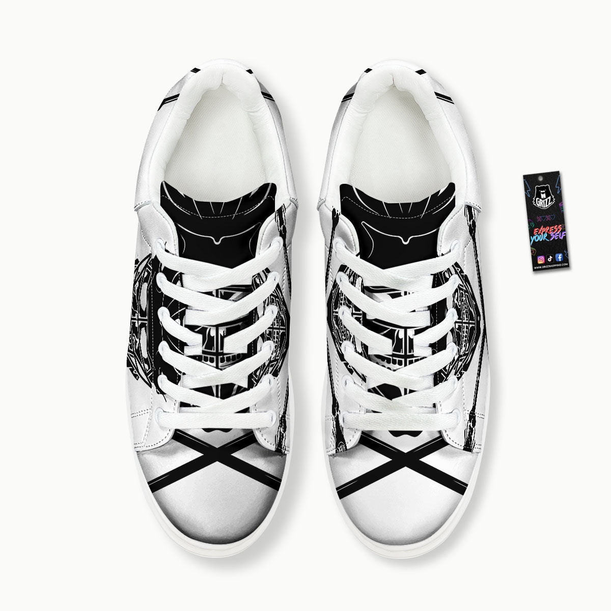 Skull Lacrosse Print Platform Shoes-grizzshop