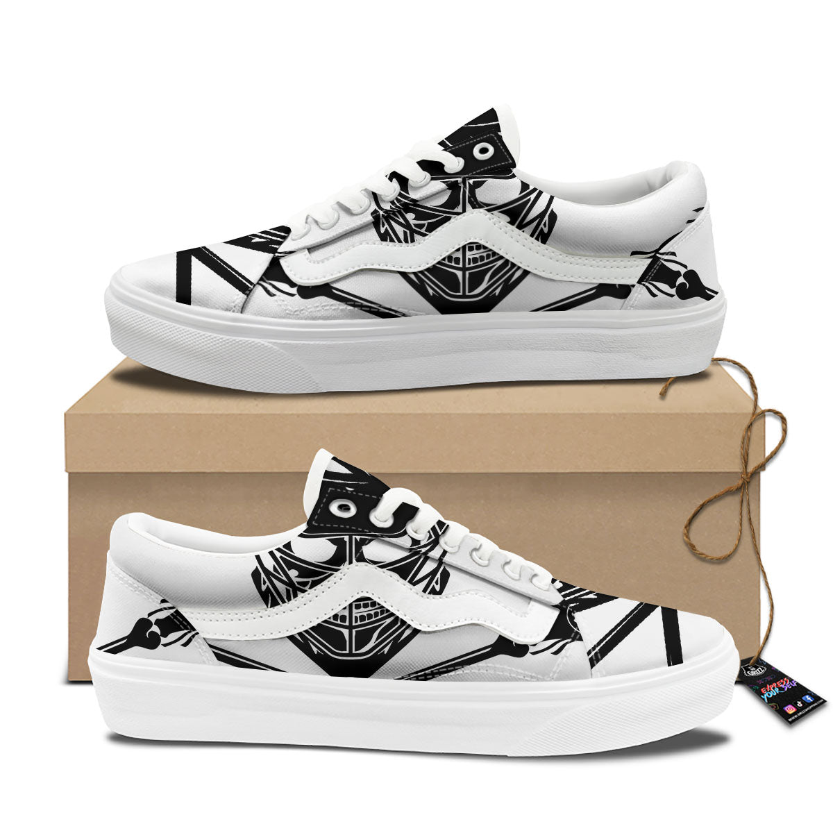 Skull Lacrosse Print Skate Shoes-grizzshop
