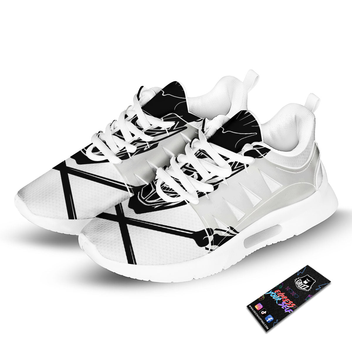 Skull Lacrosse Print Tennis Shoes-grizzshop