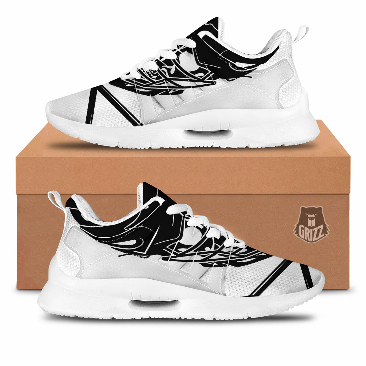 Skull Lacrosse Print Tennis Shoes-grizzshop