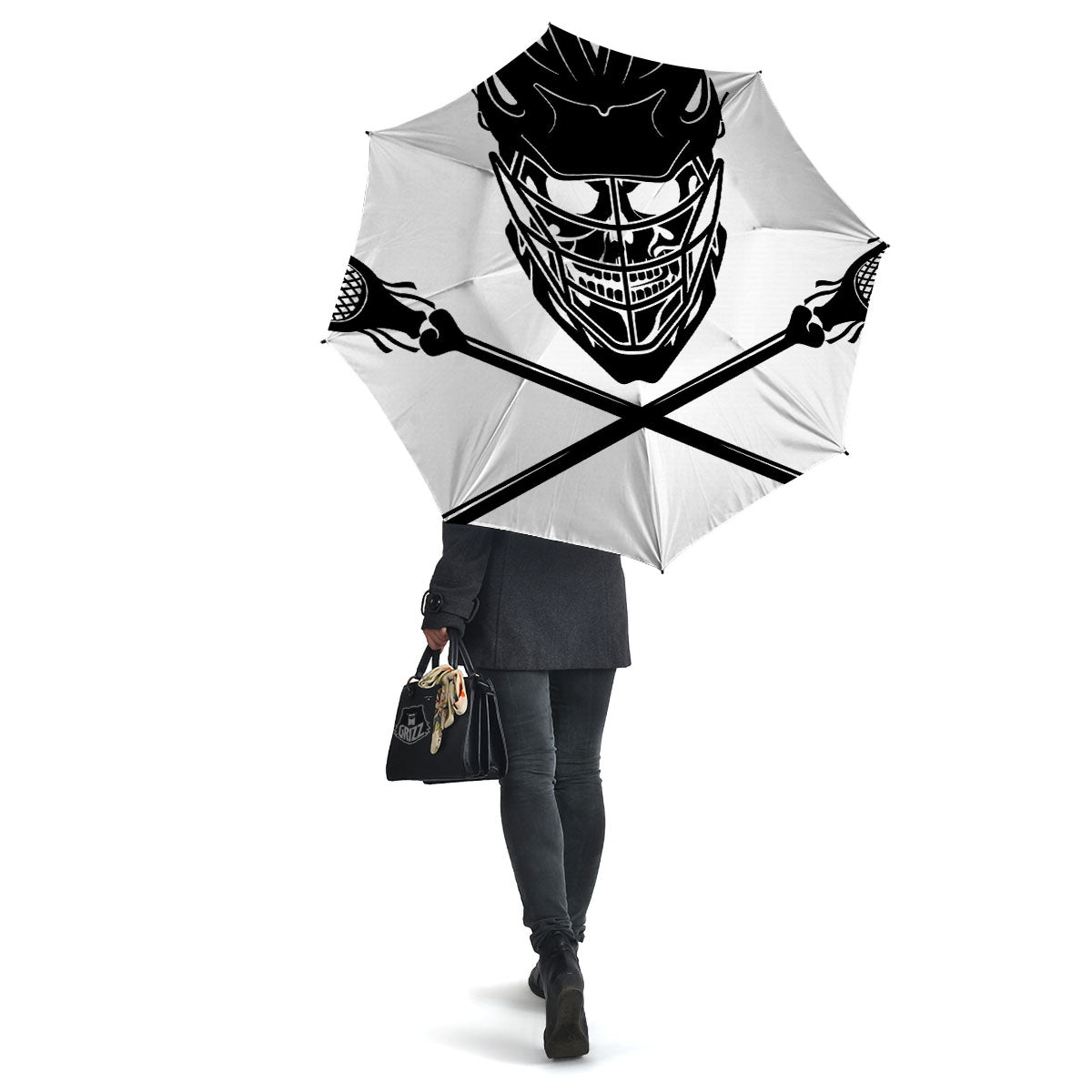 Skull Lacrosse Print Umbrella-grizzshop