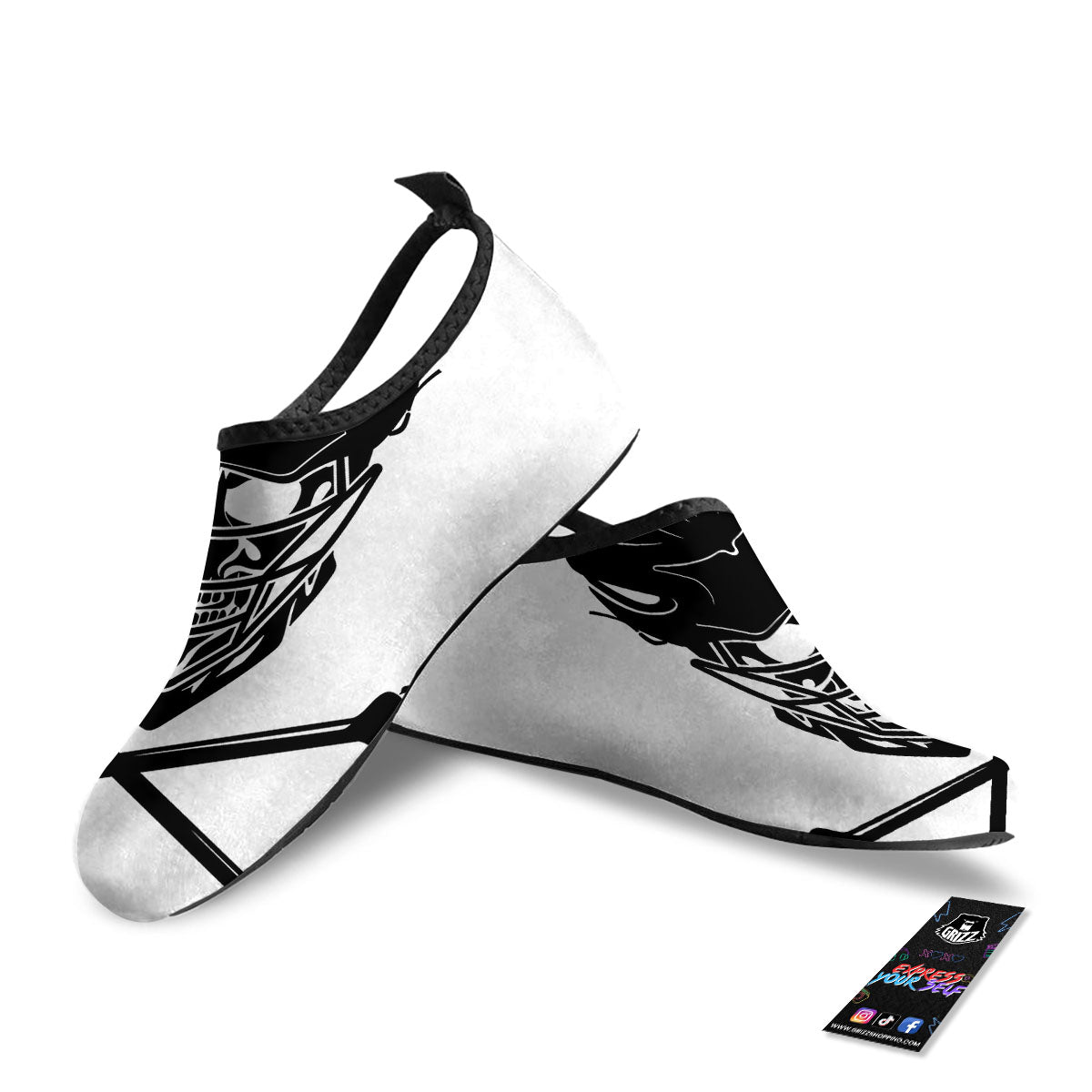 Skull Lacrosse Print Water Shoes-grizzshop
