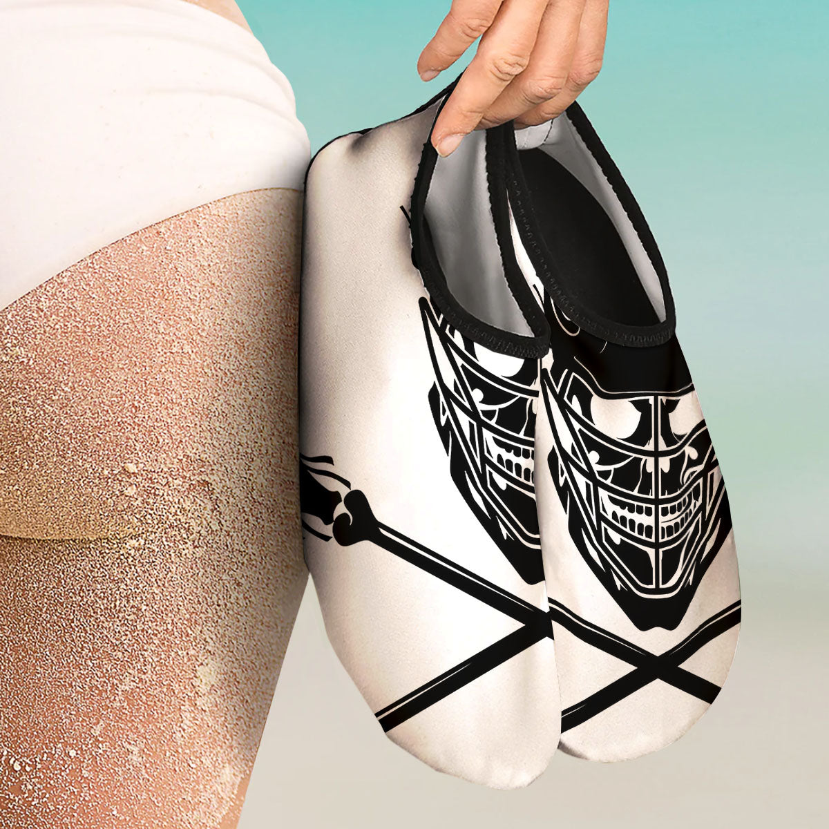 Skull Lacrosse Print Water Shoes-grizzshop