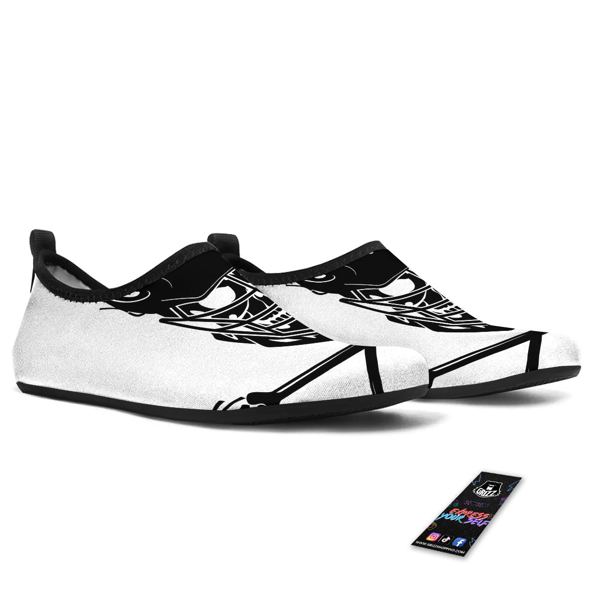 Skull Lacrosse Print Water Shoes-grizzshop