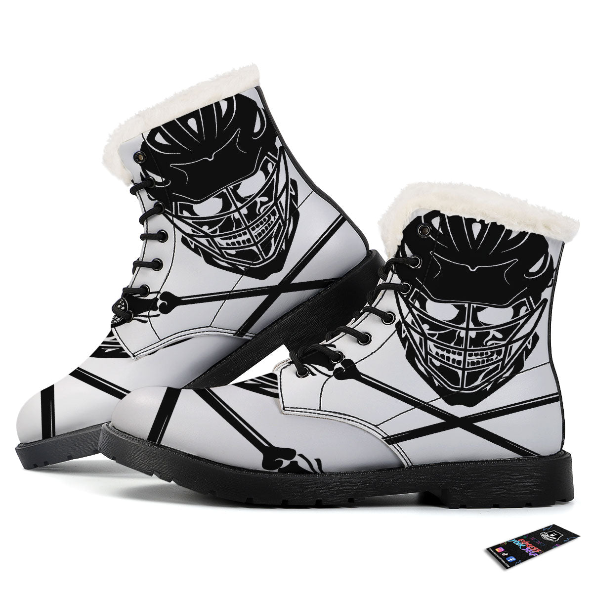 Skull Lacrosse Print Winter Boots-grizzshop