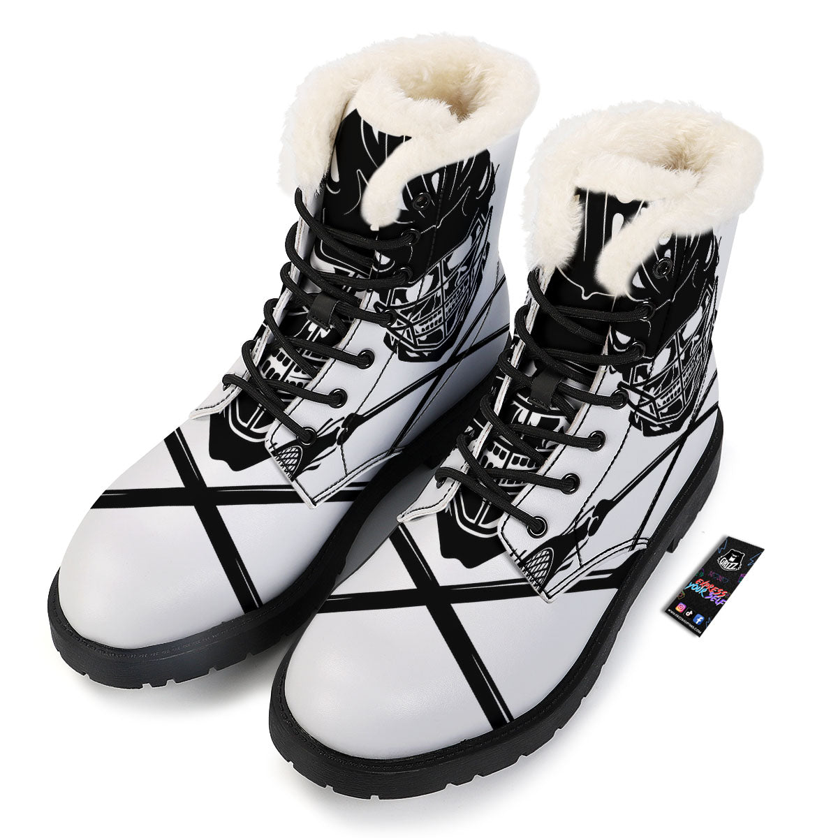 Skull Lacrosse Print Winter Boots-grizzshop