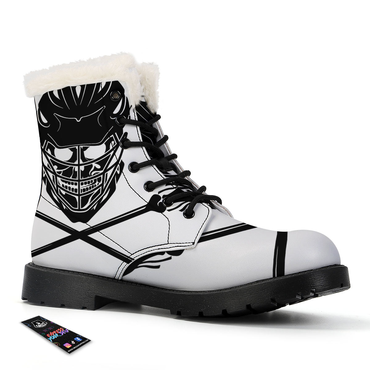 Skull Lacrosse Print Winter Boots-grizzshop