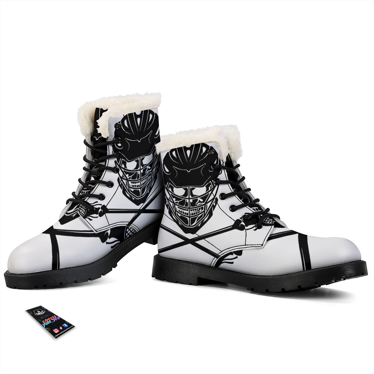 Skull Lacrosse Print Winter Boots-grizzshop