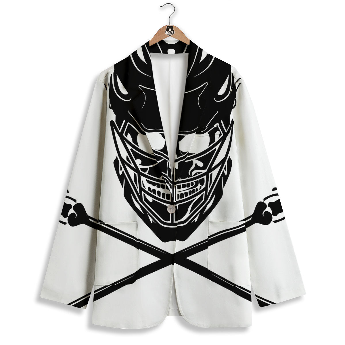 Skull Lacrosse Print Women's Blazer-grizzshop